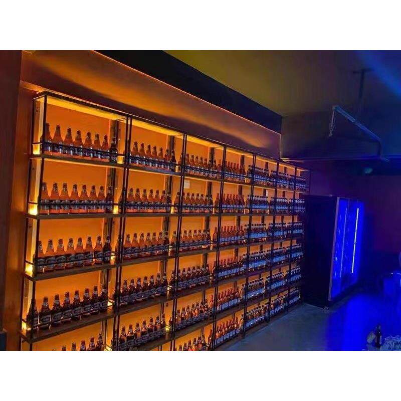 红酒架铁艺发光酒架展示架酒吧餐厅酒柜靠墙柱子置物架隔断啤酒架