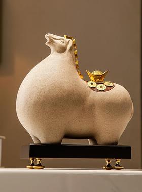 新中式马上有钱办公室装饰摆件客厅玄关酒柜招财工艺品老板桌摆设