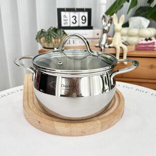 304不锈钢双耳奶锅家用小汤锅小炖锅食物补充不粘锅燃气灶电磁炉