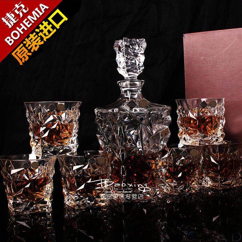 捷克BOHEMIA进口水晶玻璃威士忌杯洋酒杯创意啤酒杯酒瓶酒具套装