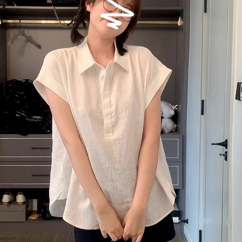新款法式独特短袖衬衫女夏薄款宽松衬衣气质高级感上衣