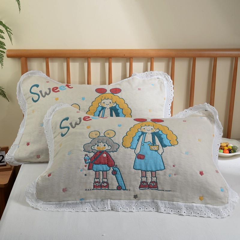 柳小宅纯棉纱布枕巾全棉加厚