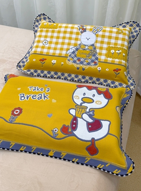 纯棉纱布棉儿童枕套35x55单只合适30*50枕芯学生婴童可爱四季枕套