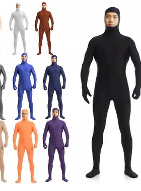 全包露脸紧身衣纯色变装体操服舞台演出服牛奶丝cos服连体衣