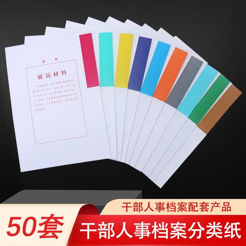 50套装A4干部人事档案分类纸十大类隔页纸索引纸80克分页纸