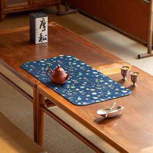 知舍 缠枝闲花纹干泡席 复古 新中式轻奢 高端 茶桌台布 双面茶席