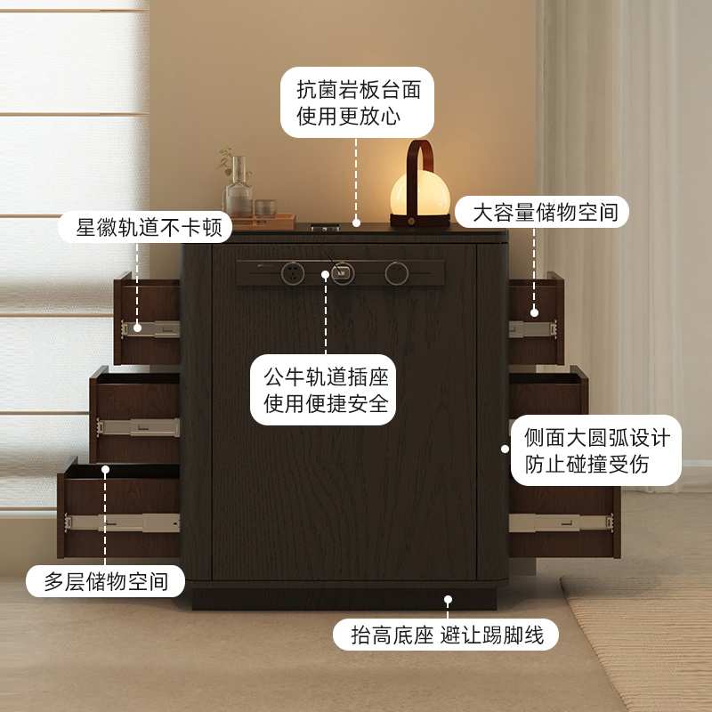 可芙中古单独岛台柜家用可移动窄边导台小户型厨房靠墙餐台定 制