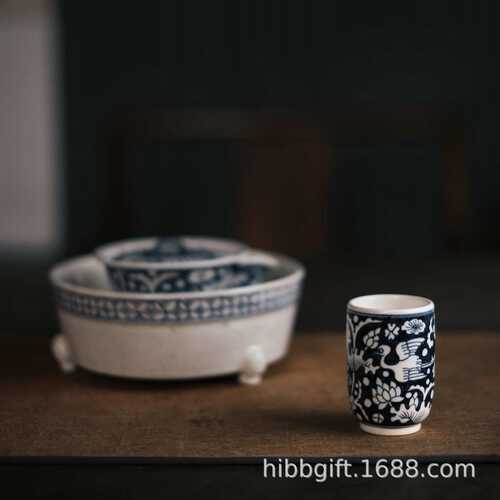 梵山堂茶杯龙年新款 苏打釉手绘青花一路连科闻香杯主人杯陶瓷杯