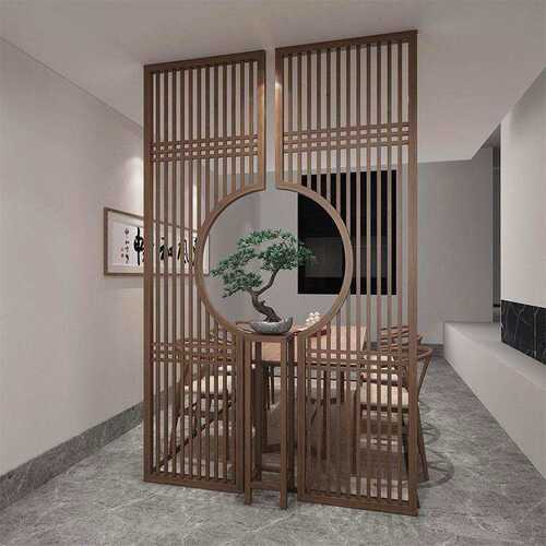 新款屏风装饰遮挡入户门客厅不锈钢茶室酒店铁艺餐厅镂空花格中式
