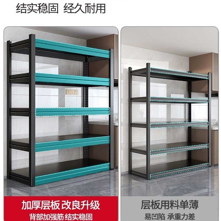 厨房置物架落地加粗加厚收纳架多层微波炉家用储物架金属货架