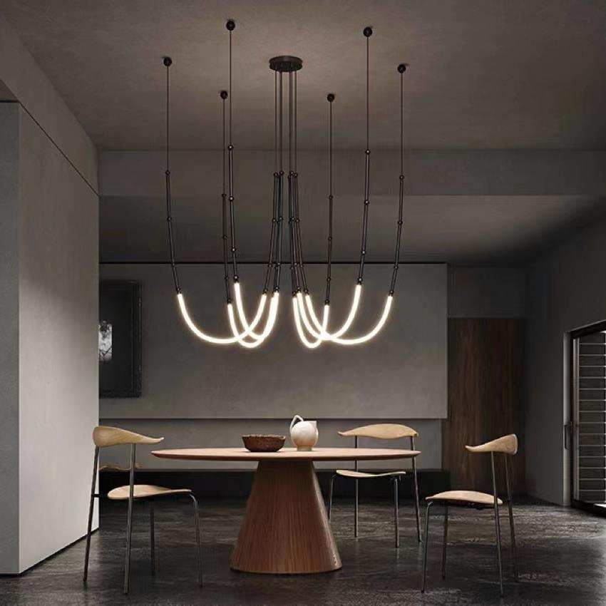 客厅吊灯意大利设计师loft别墅楼梯间极简样板房led餐厅灯