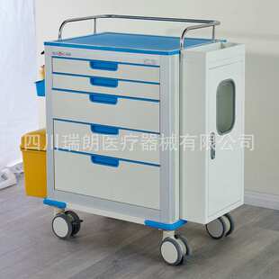 新款铝钢抢救车困难气道推车 多功能五层静音移动急救推车厂家批