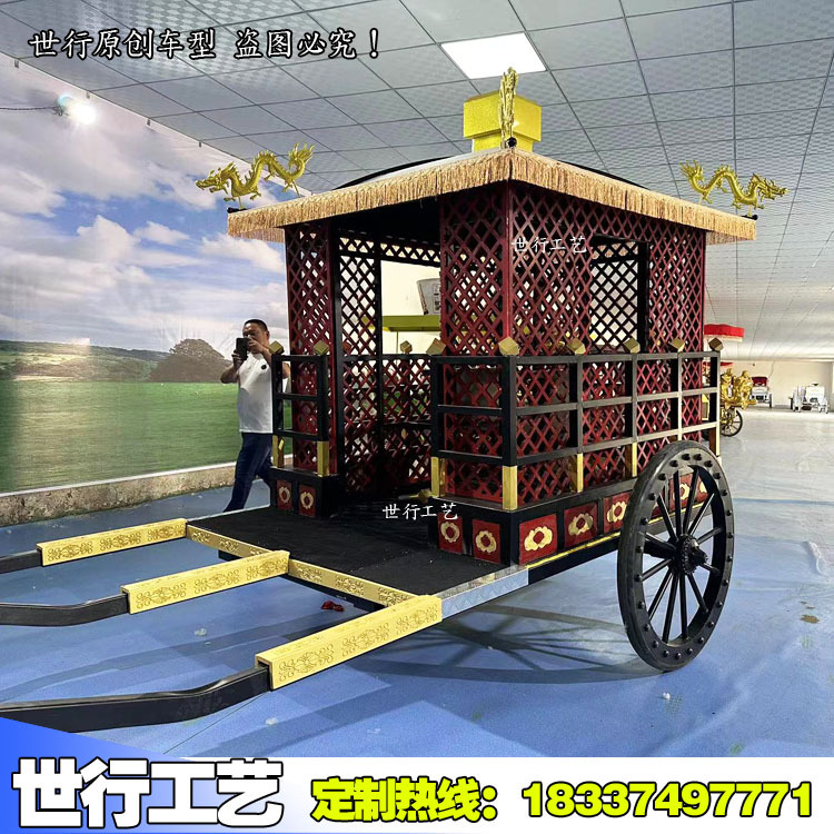 中式马车战车复古创意小马车景区明朝古典马车摆件影视道具