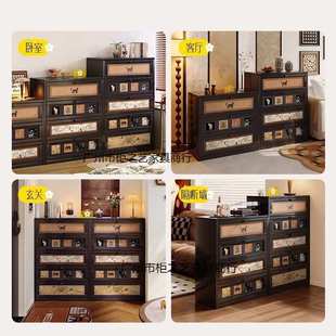 钢制斗柜卧室置物柜客厅抽屉柜床尾柜靠墙储物柜中古五斗柜