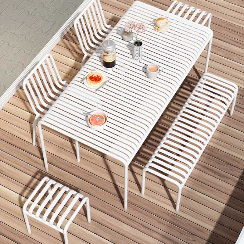 现代简约饮料店庭院花园露天桌子茶几套装室外靠背椅户外桌椅组合