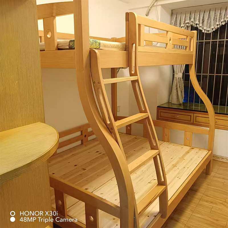 华逸轩榉木子母床全实木儿童上下床步梯楼梯双层母子床成人高低床