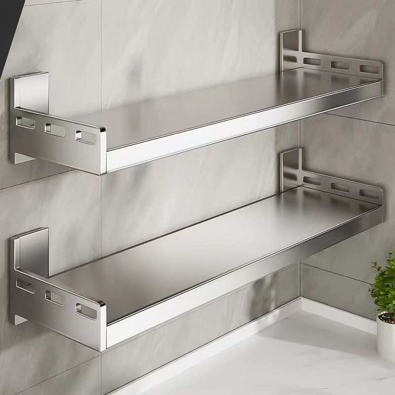 不锈钢厨房微波炉置物架壁挂式免打孔悬空架子多功能墙上收纳