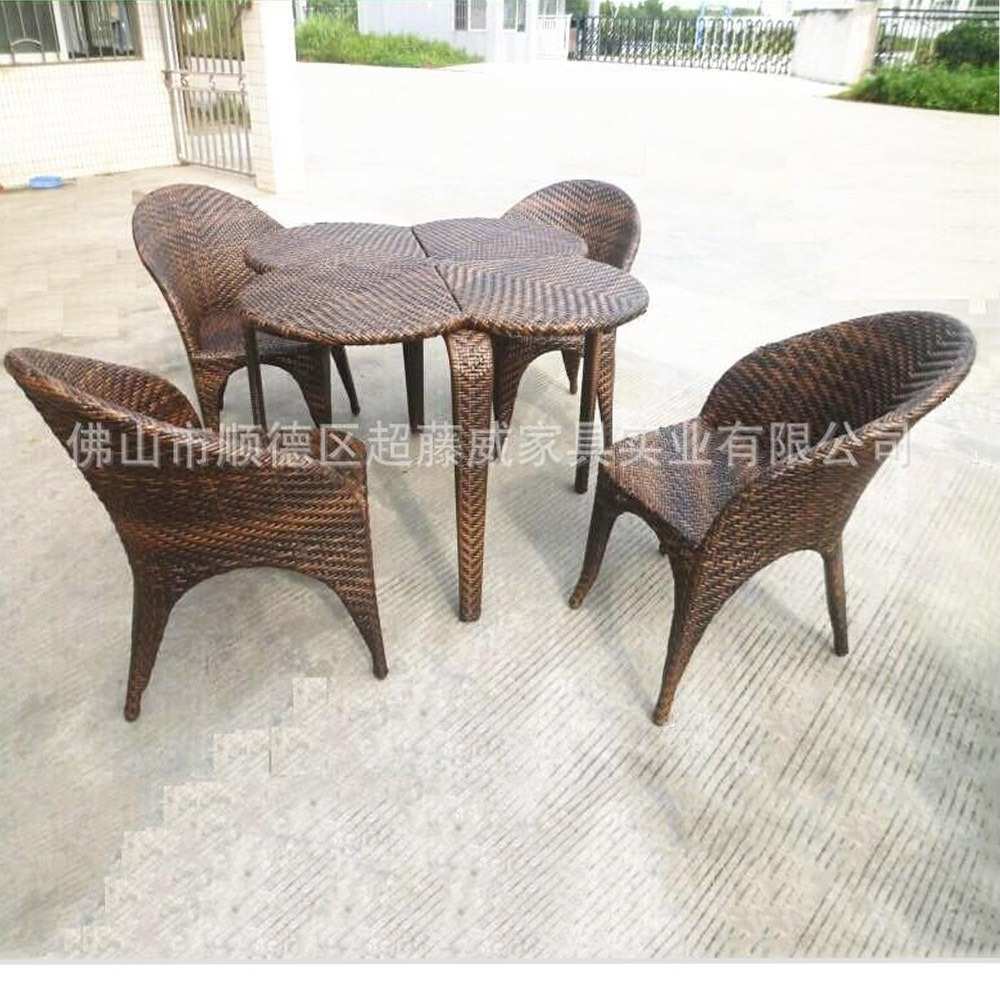 户外藤制桌椅酒店销售中心藤编家具藤艺藤餐桌椅现代风