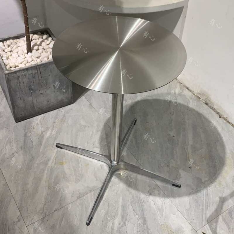 不锈钢小圆桌方桌网红甜品奶茶店咖啡桌椅餐桌圆阳台铁艺洽谈茶几