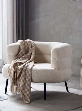 北欧单人沙发椅化妆椅简约轻奢Enea意式奶油风布艺休闲椅电脑椅子