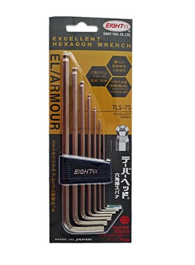 日本EIGHT百利加长球头内六角扳手公制套装TLS-9TLS-8TLS-7sTLS-6