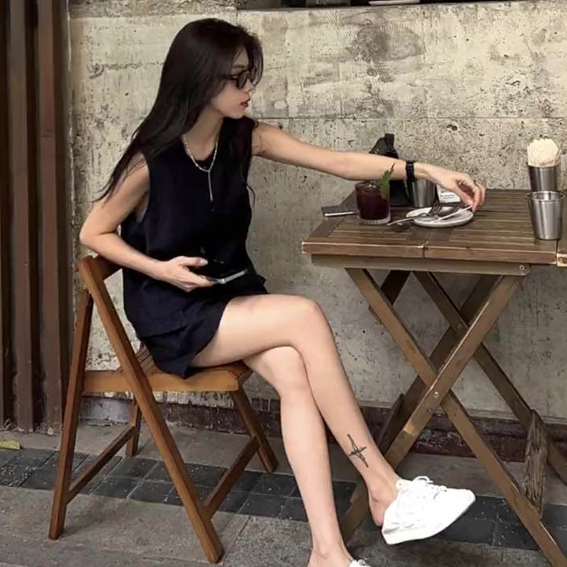 夏装搭配一整套时尚小个子穿搭显高休闲背心短裤盐系轻熟两件套装