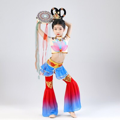 儿童敦煌舞蹈演出服壁画绝响表演服中国舞妙音女童飞天飘逸古典舞