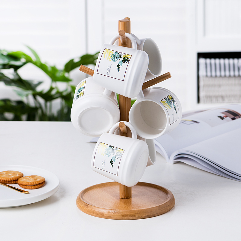 创意竹木杯架水杯沥水挂架水具托盘架子日式家用马克杯收纳架整理