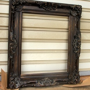 实木角花框定制墙上装 饰木框暗金色粗框定做画框宽度13厚度5.6cm