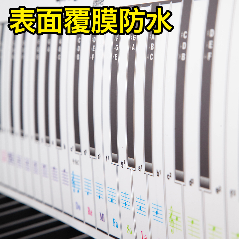 便携式88键电子琴电钢琴对照五线谱表图指法练习用钢琴练琴键盘纸