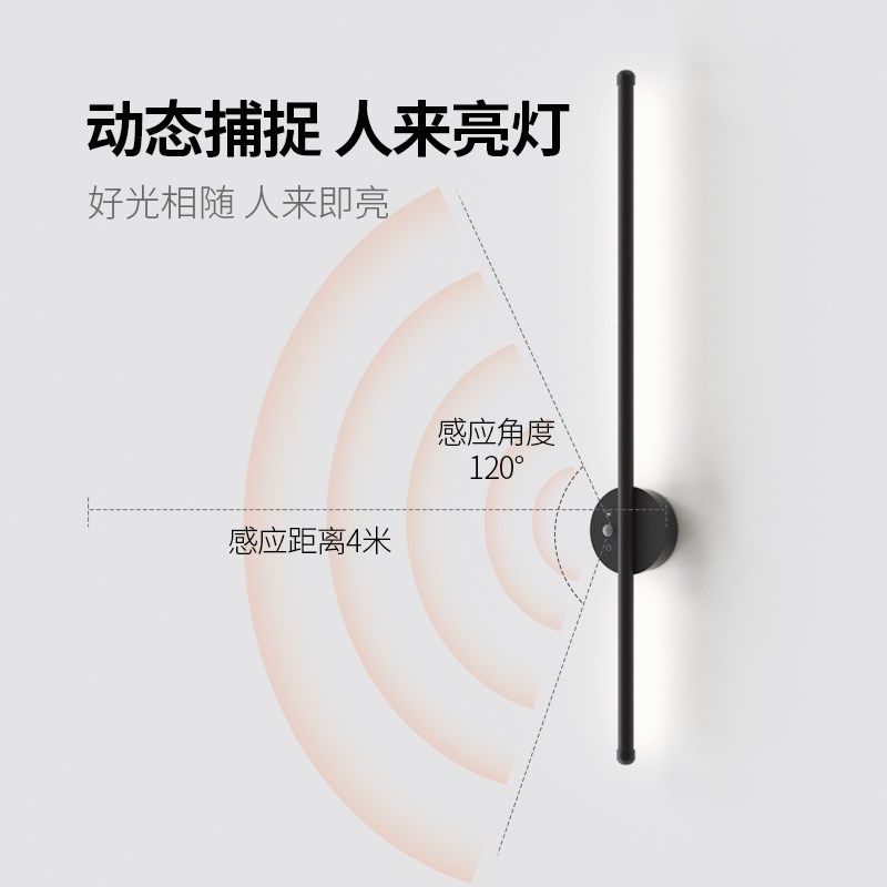 免安装人体感应壁灯玄关入户过道免接线磁吸充电式人来即亮氛围灯