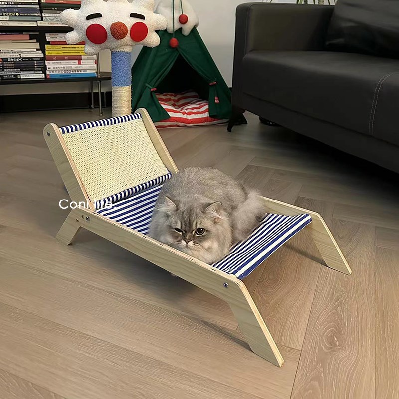 Coni life猫咪夏季沙滩床猫窝猫抓板四季通用躺椅猫抓板宠物吊床