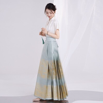 醉雨朵海市蜃楼明制马面裙织金纱螺钿汉服日常套装夏季薄款汉服