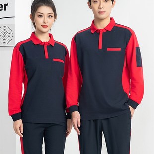 短袖工作服T恤定制logo夏季长袖polo衫工装汽修装修厂服反光条薄