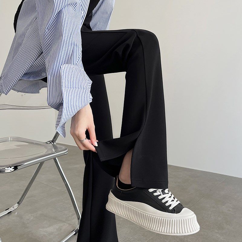 黑色喇叭裤女高腰显瘦2024新款春秋阔腿直筒垂感高级感微喇西装裤