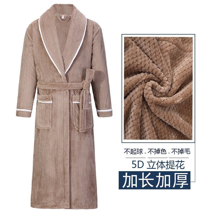 加绒加厚保暖睡袍女长款法兰绒浴袍男冬季珊瑚绒大码浴衣居家睡衣