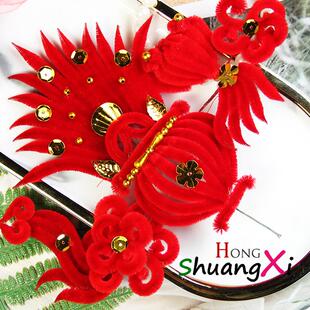 妈妈花婆婆花奶奶花聚宝盆头花毛绒头花过年头花大号加大多款