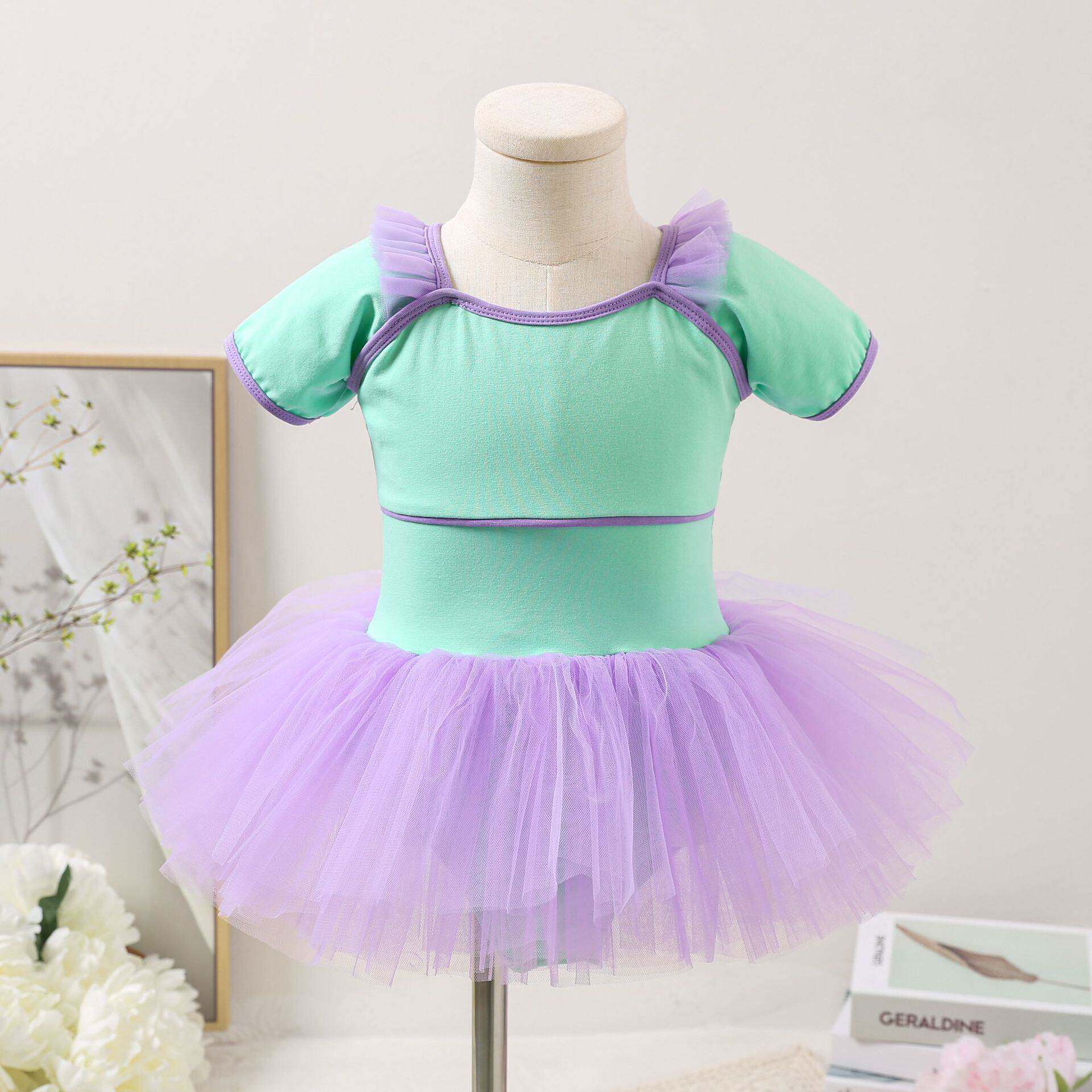 舞蹈服儿童女春季芭蕾舞裙中国舞短袖跳舞衣幼儿练功服女童舞蹈衣
