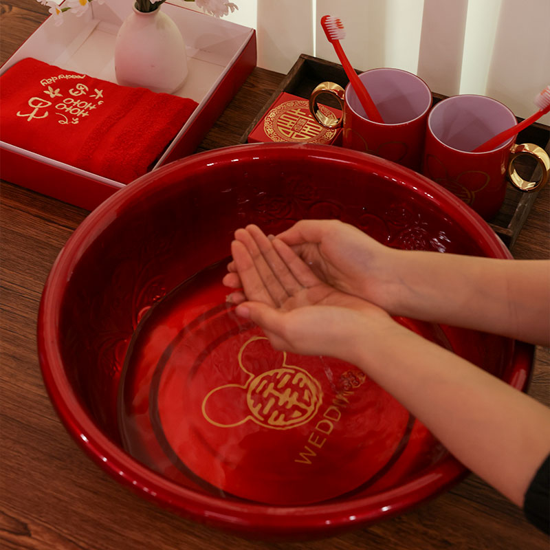 结婚喜盆一对新娘陪嫁套装