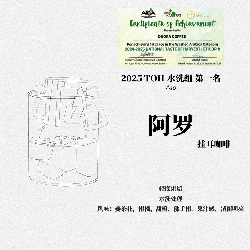 挂耳咖啡新鲜现磨咖啡豆 2025 TOH 水洗组第一名 埃塞俄比亚 阿罗