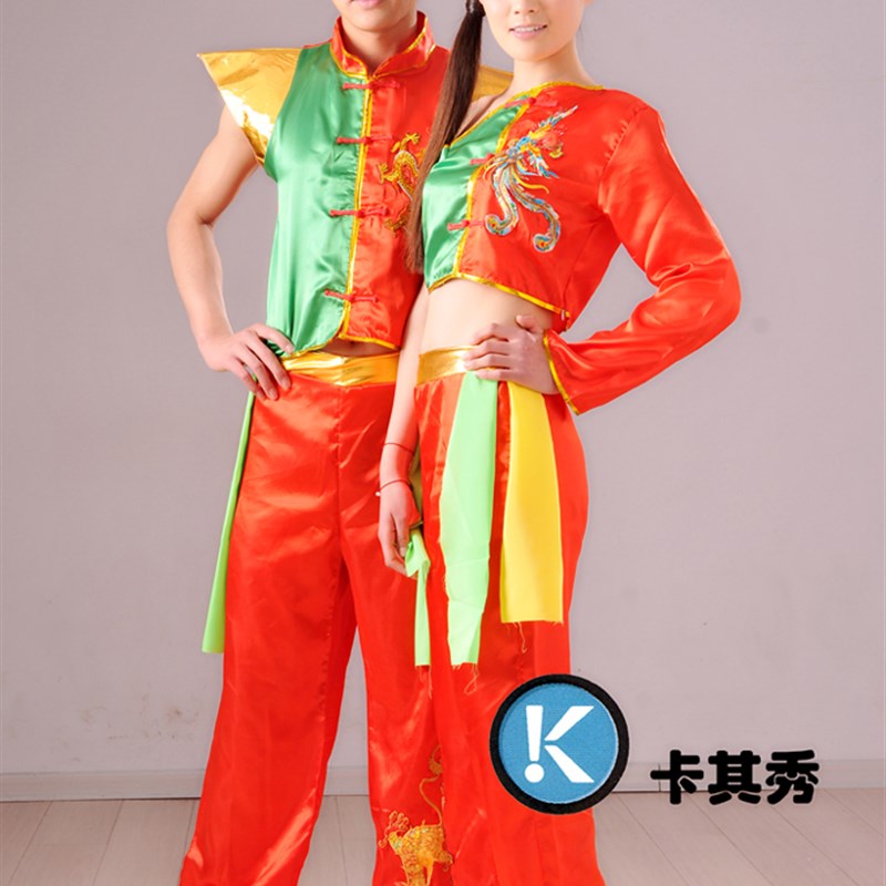 艺博舞龙服装打鼓服表演舞龙灯舞狮子道具秧歌服装演出服订制写字