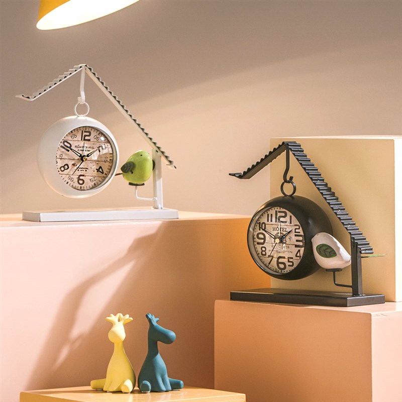 创意静音闹钟摆件台式简约钟表北欧个性小表桌面床头座钟台钟时钟