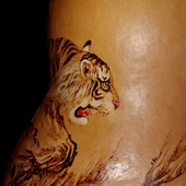 客厅电视机柜玄关装 坐忘堂 非遗烙画转印 虎 饰摆饰 天然葫芦手工