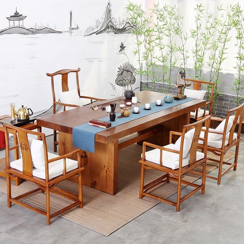 实木中式茶桌椅组合办公功夫茶台客厅家用茶几泡茶桌茶具套装一体