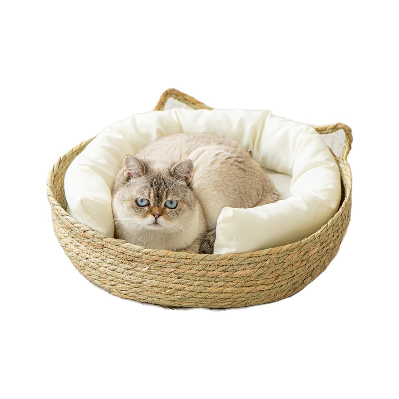 喵川铺子藤编猫窝夏天四季通用垫子猫筐不占地竹编夏季透气