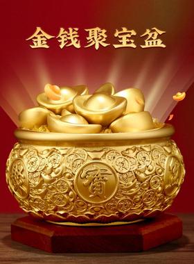 纯铜元宝生聚宝盆摆件招财财财I8123办公室八方来财发聚财黄树存