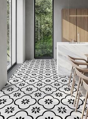 台黑白哑光仿古砖600x防60欧F60570花砖餐饮店厨房卫生间滑地砖北