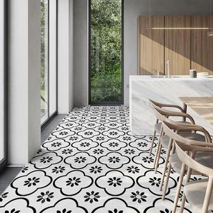 台黑白哑光仿古砖600x防60欧F60570花砖餐饮店厨房卫生间滑地砖北