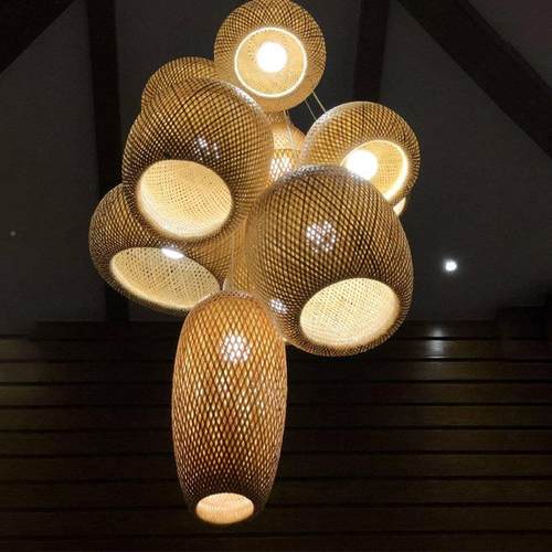 中式吊灯GYG竹编田园餐厅饭店室阳卧台宿日式室灯笼茶民榻榻米灯