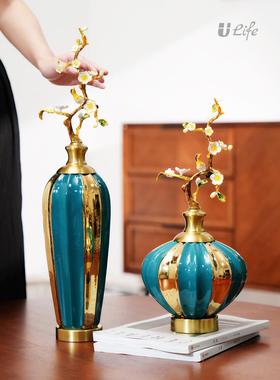 中式意珐琅饰彩新酒柜陶瓷珐琅彩陶摆件客厅样创板间玄关电视柜轻